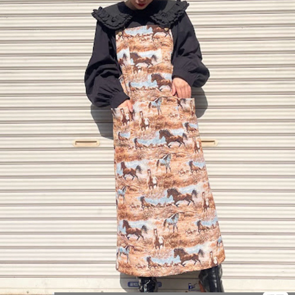 Merry Jenny Vintage Horse Jacquard Overall Skirt-S
